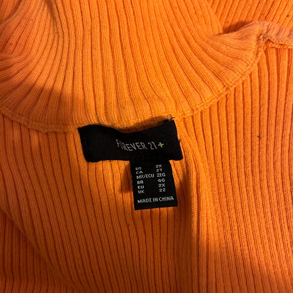 Orange ribbed long sleeve ribbed dress by forever 21